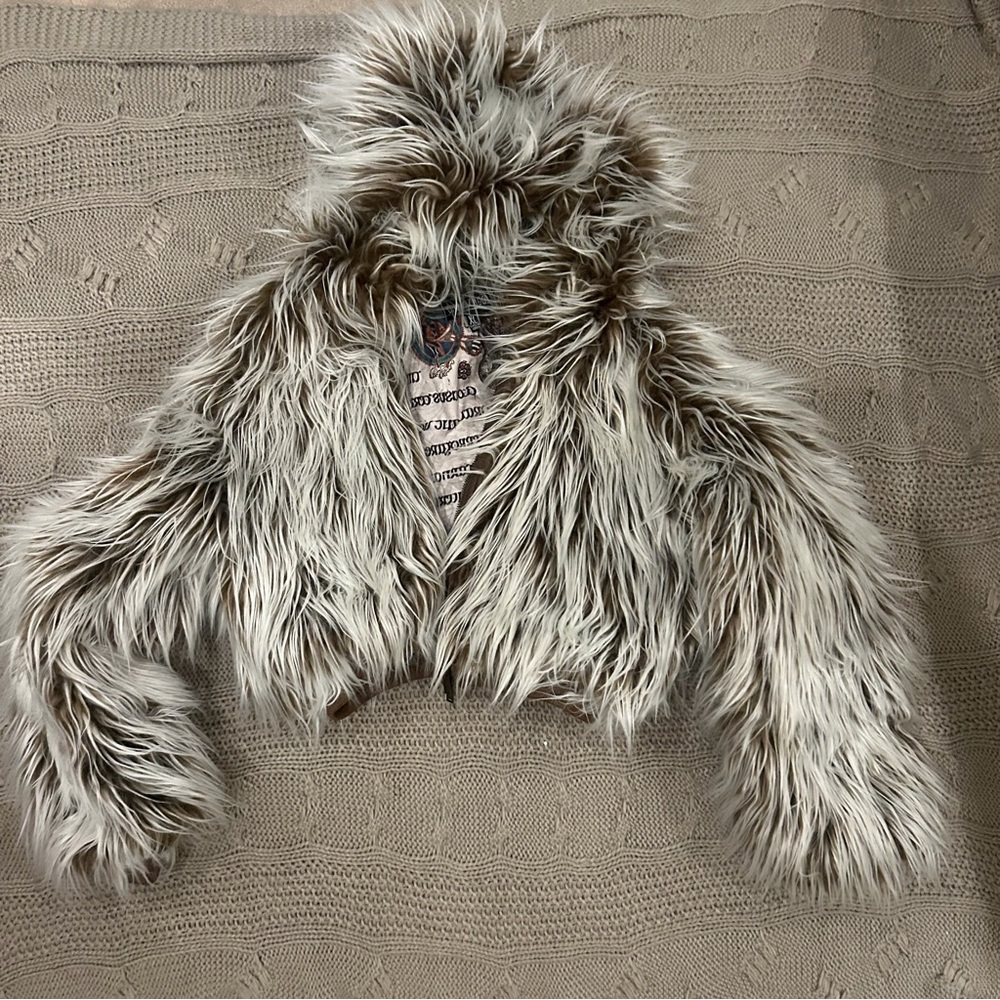 Current Mood by Dolls Kill Fur Jacket in grey